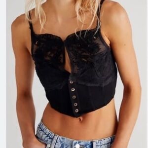 Free People Women's Black  Have My Heart Cropped Top Sz S